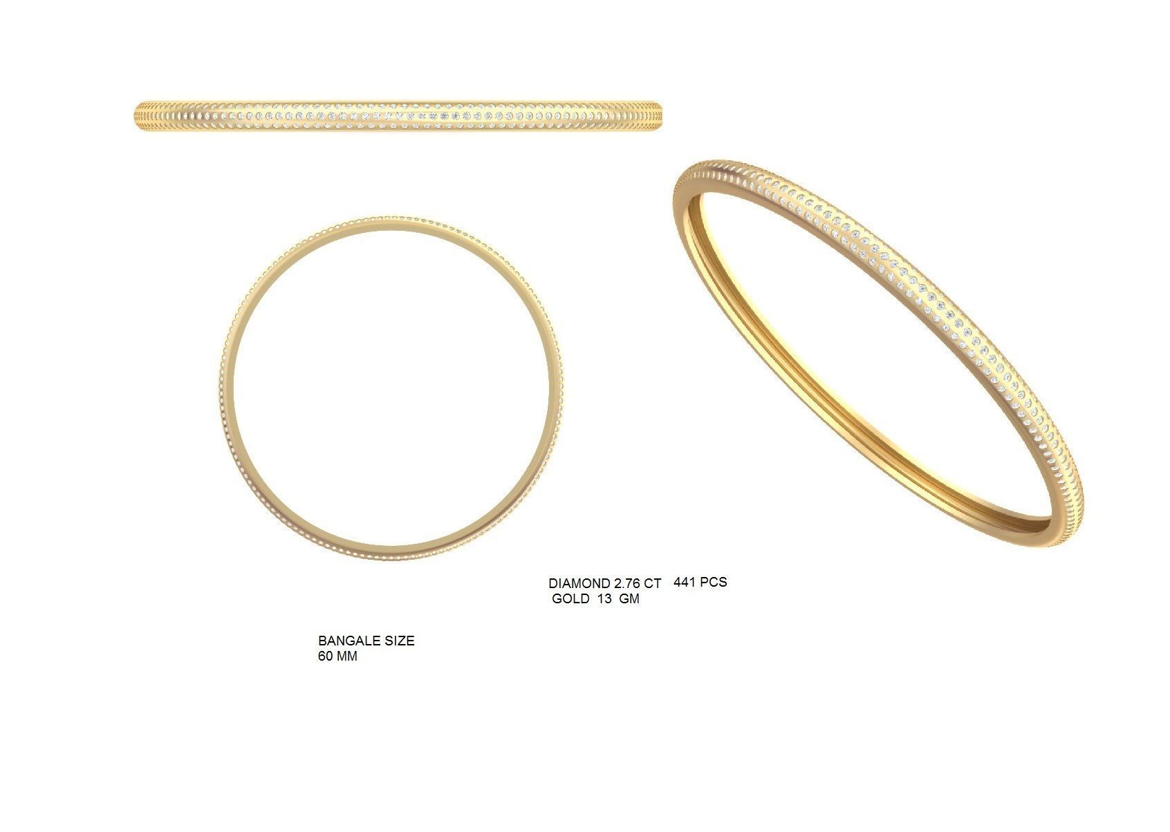 Women Bangle 3dm STL OBJ FBX Render Details 3D print model_7