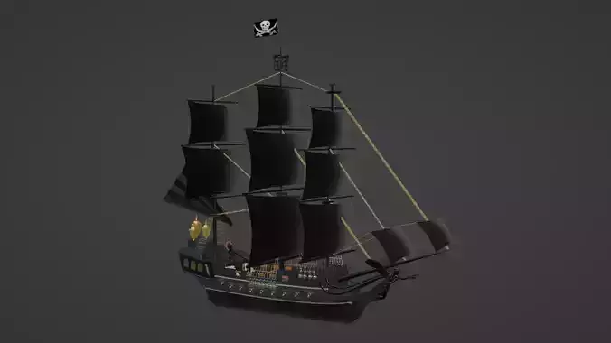 Pirate ship Low-poly 3D model