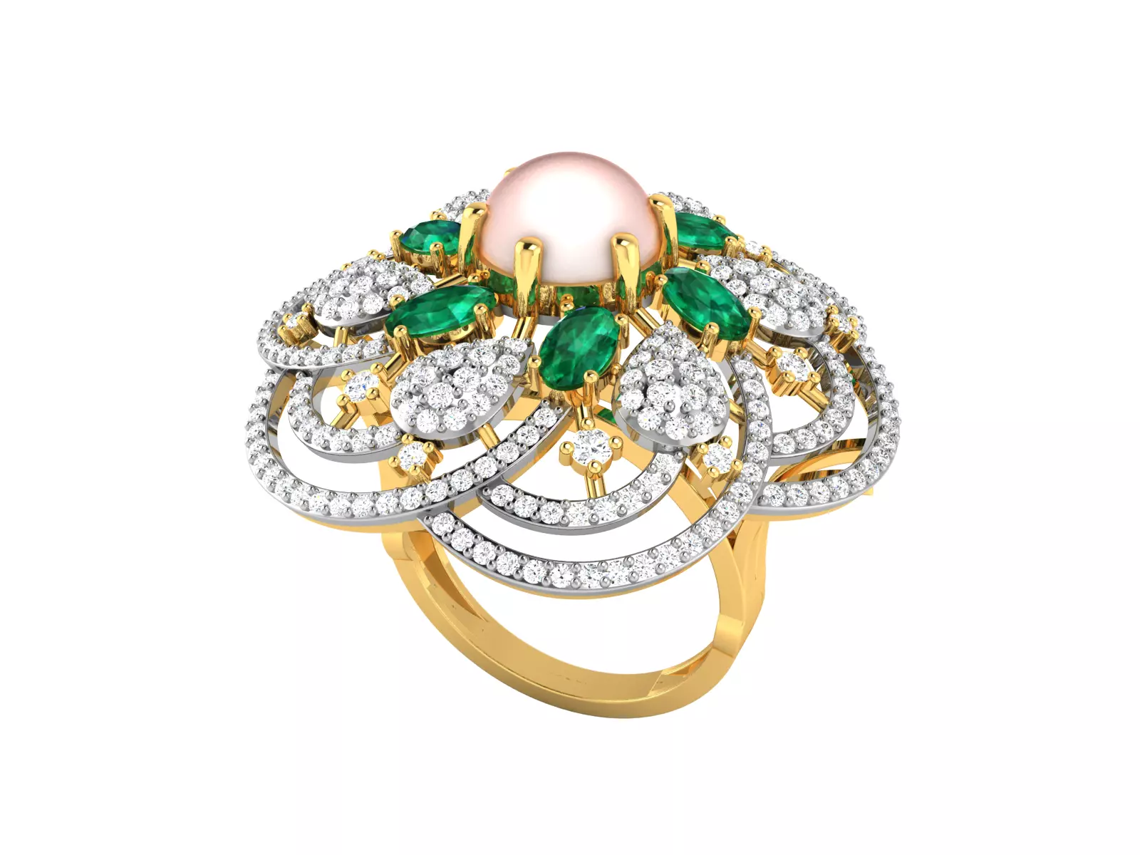 Cocktail Pear Diamond Ring 3dm STL OBJ FBX Render Details 3D print model