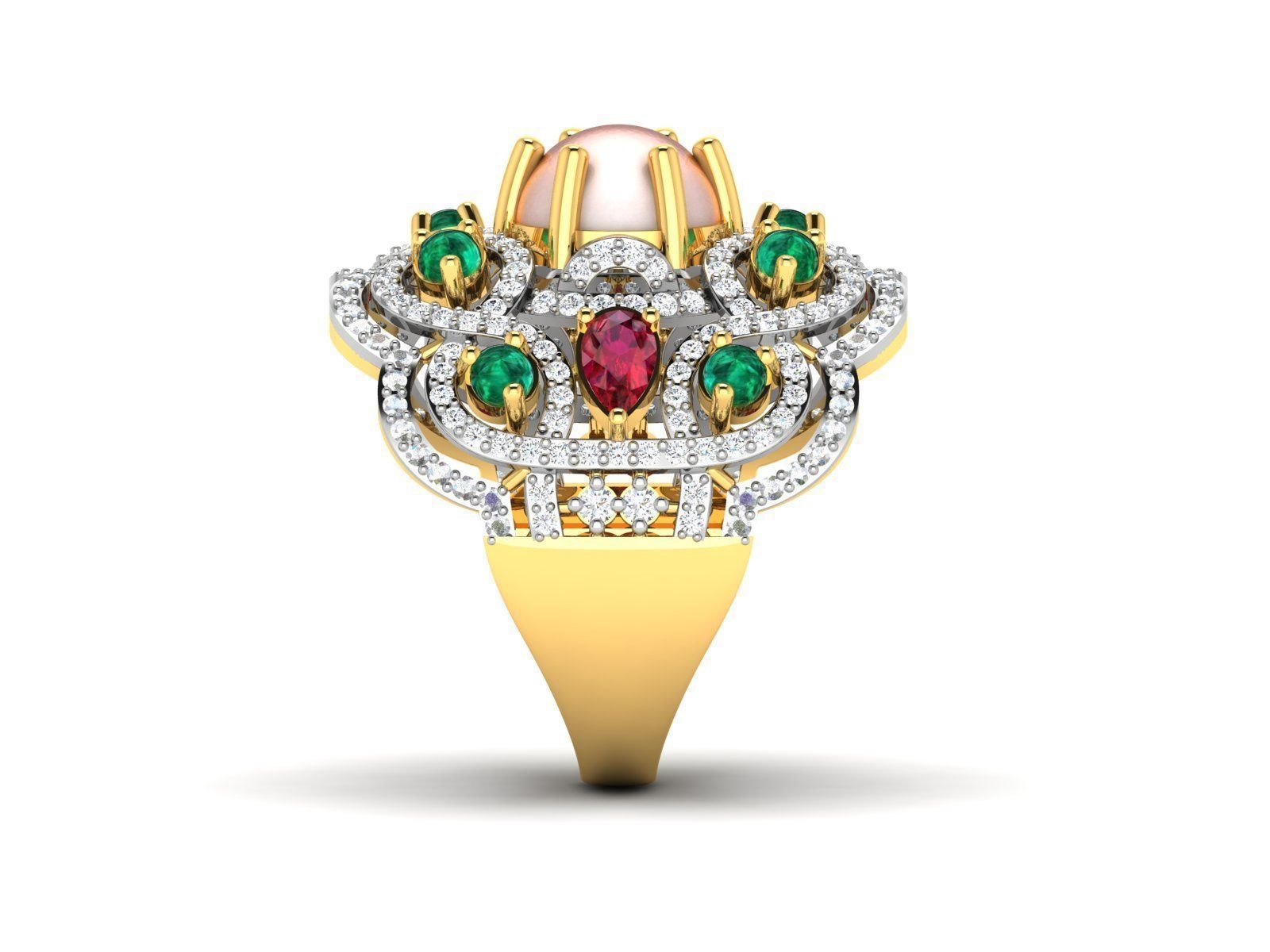 Cocktail Pear Diamond Ring 3dm STL OBJ FBX Render Details 3D print model_8