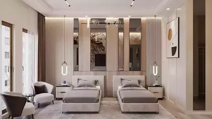 Luxury Bedroom  Corona Interior Scene