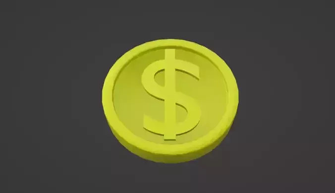 Low-poly 3D model Coin dollar sign Low-poly 3D model