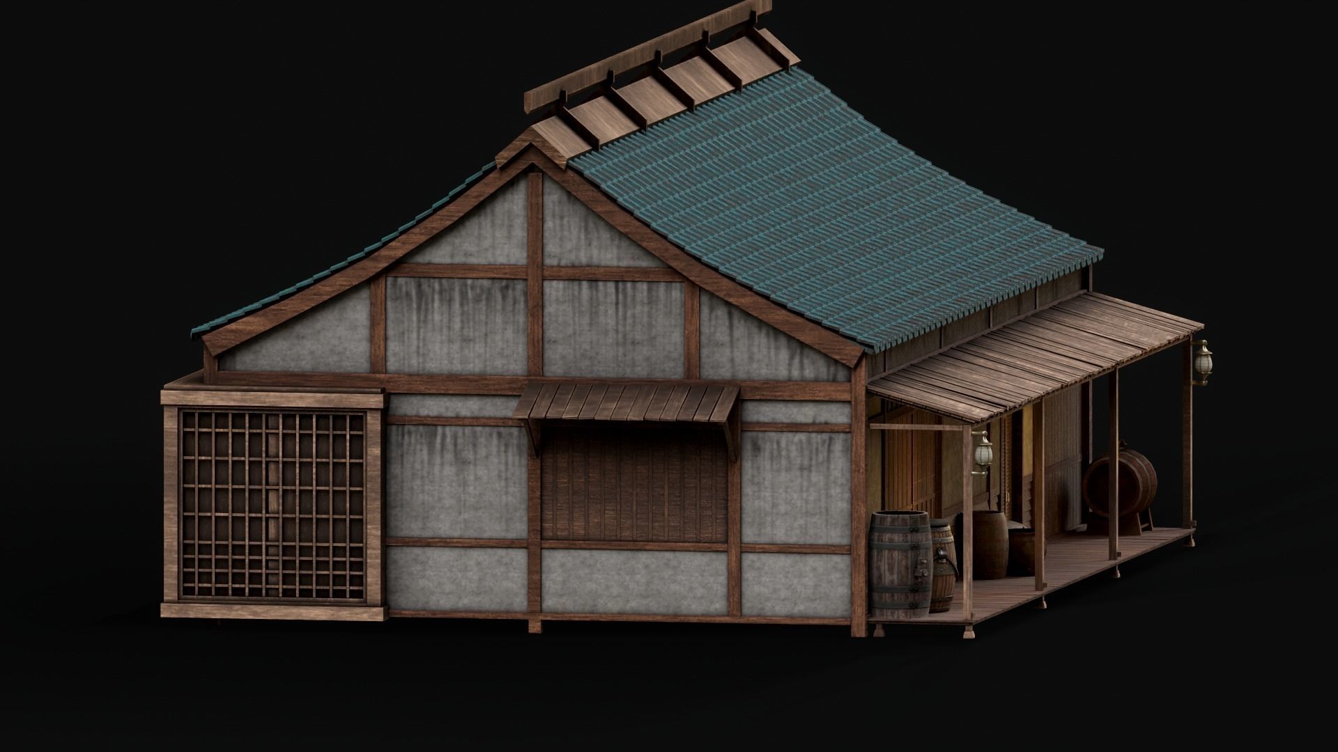 Japanese Realistic Building 3D model_2