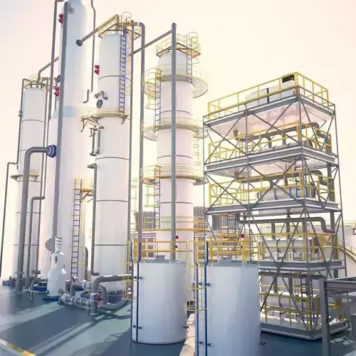 Small Industrial Oil Refinery 3D model
