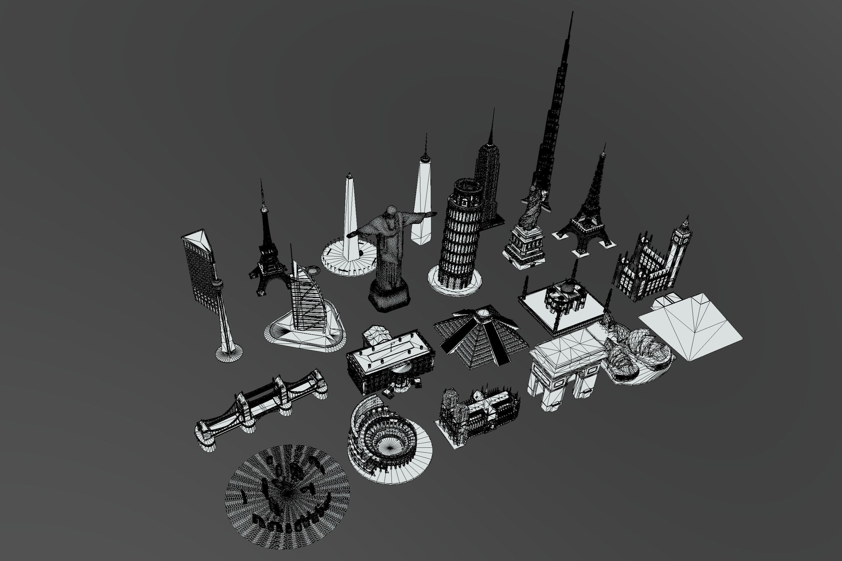 World Famous Buildings  Low-poly 3D model_26