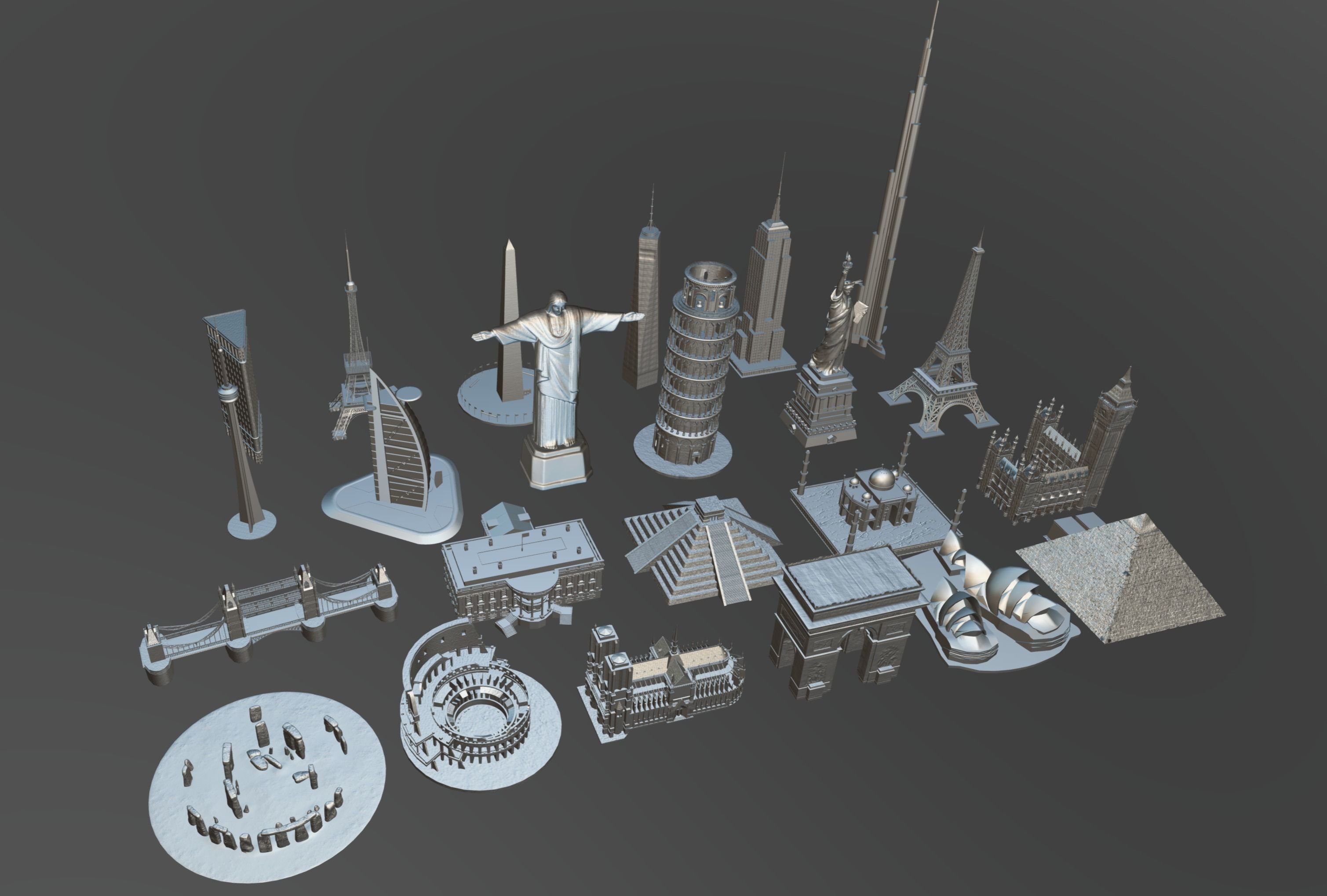 World Famous Buildings  Low-poly 3D model_27