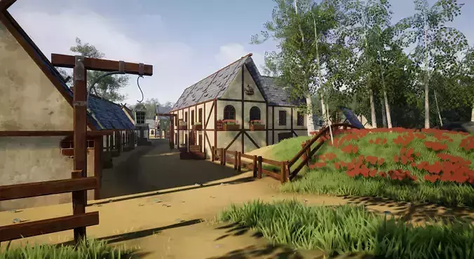Open World Starter Environment Low-poly 3D model