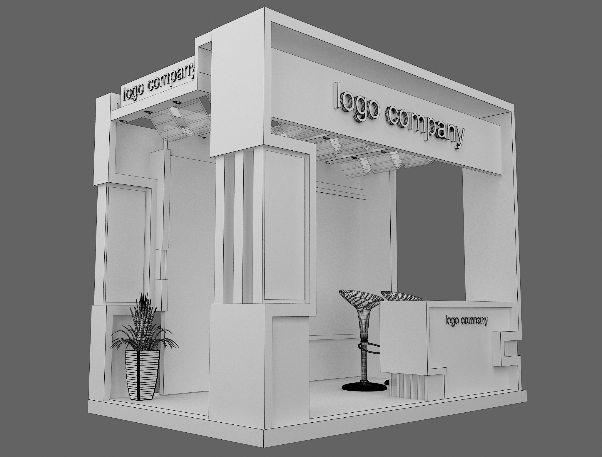  Booth Exhibition Stand a1  3D model_3