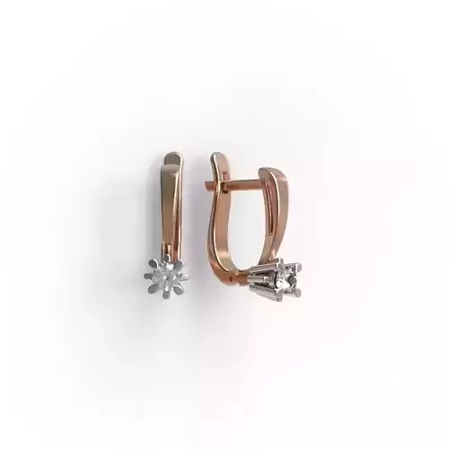 G0093 two rose gold earrings with diamonds