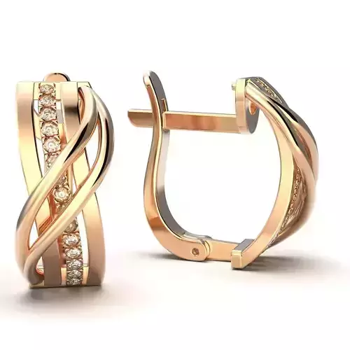 G0090 pair of rose gold hoop earrings with diamonds