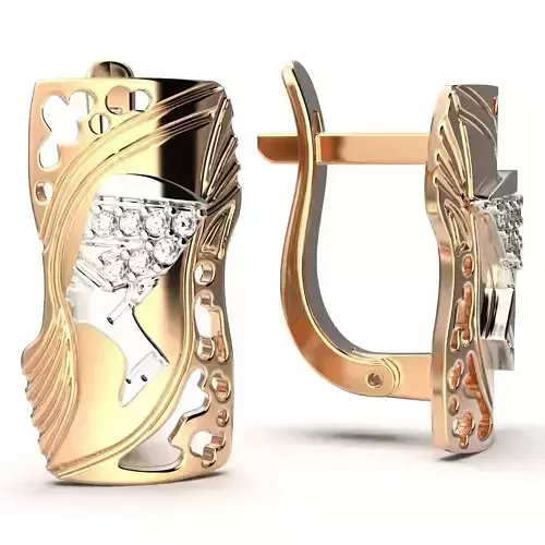 G0089 two gold - plated earrings with diamonds