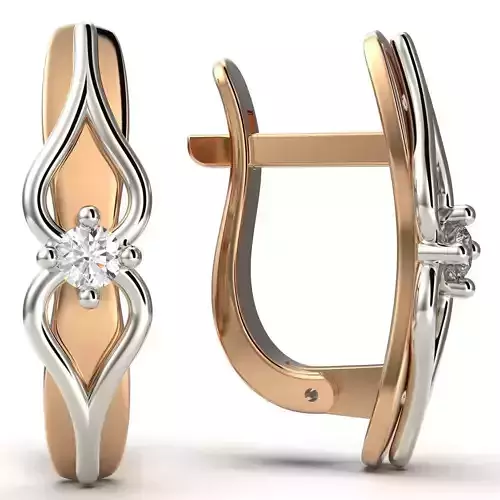 G0087 pair of diamond earrings in rose gold and gold