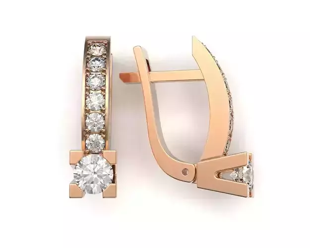 G0082 pair of rose gold earrings with diamonds