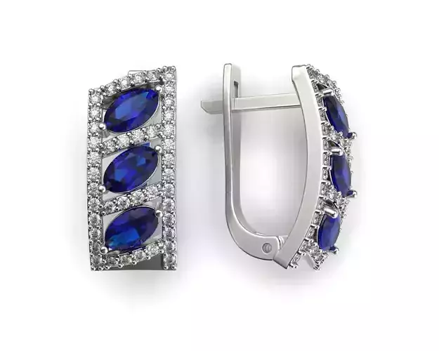 G0079 sapphire and diamond earrings 3D print model