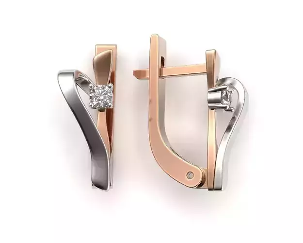 G0072 two diamond earrings in rose gold and gold