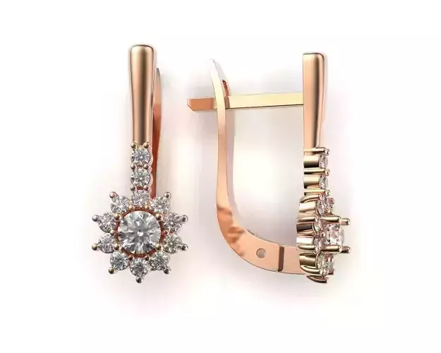 G0067 rose gold earrings with diamonds