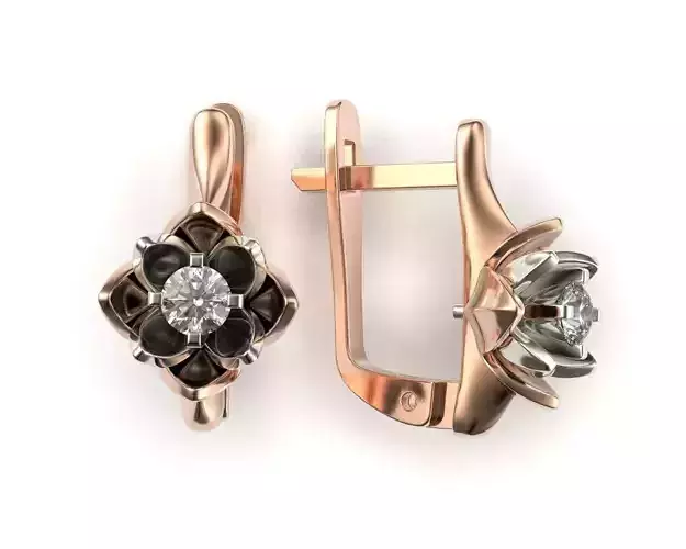 G0065 two rose gold earrings with diamonds
