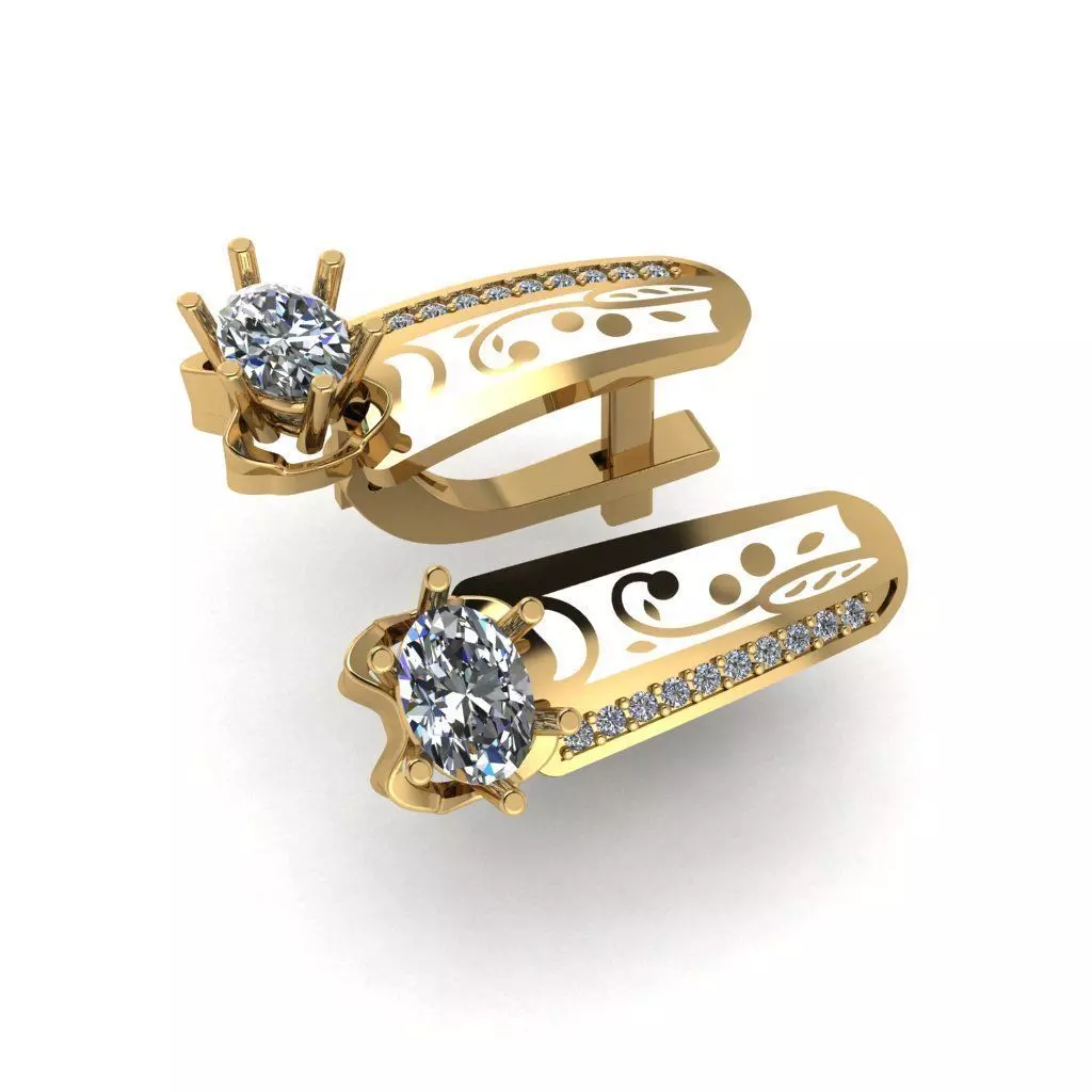 G0060 pair of gold cufflinks with diamonds 3D print model_0