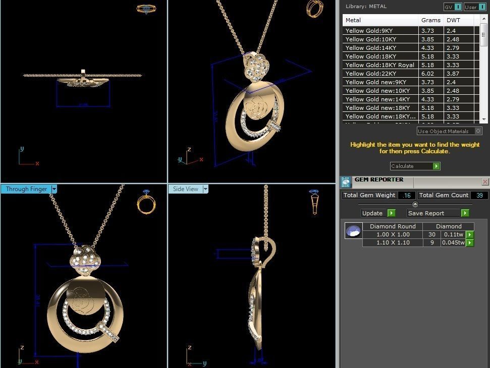 Solitaire Pendant 3DM STL OBJ FBX Renders Details 3D print model_7