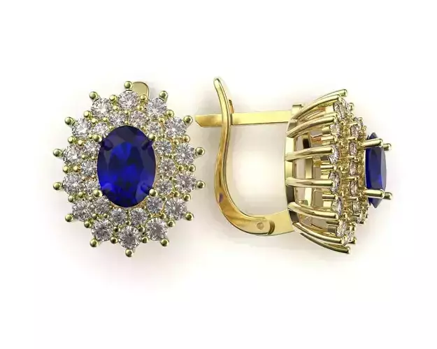 G0059 sapphire and diamond earrings gold