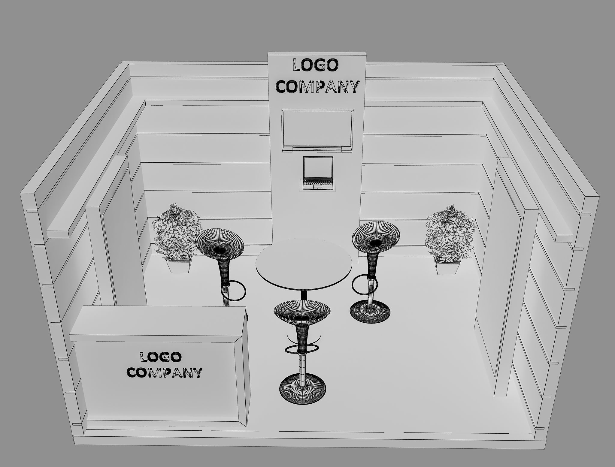 Booth Exhibition Stand a2 3D model_7