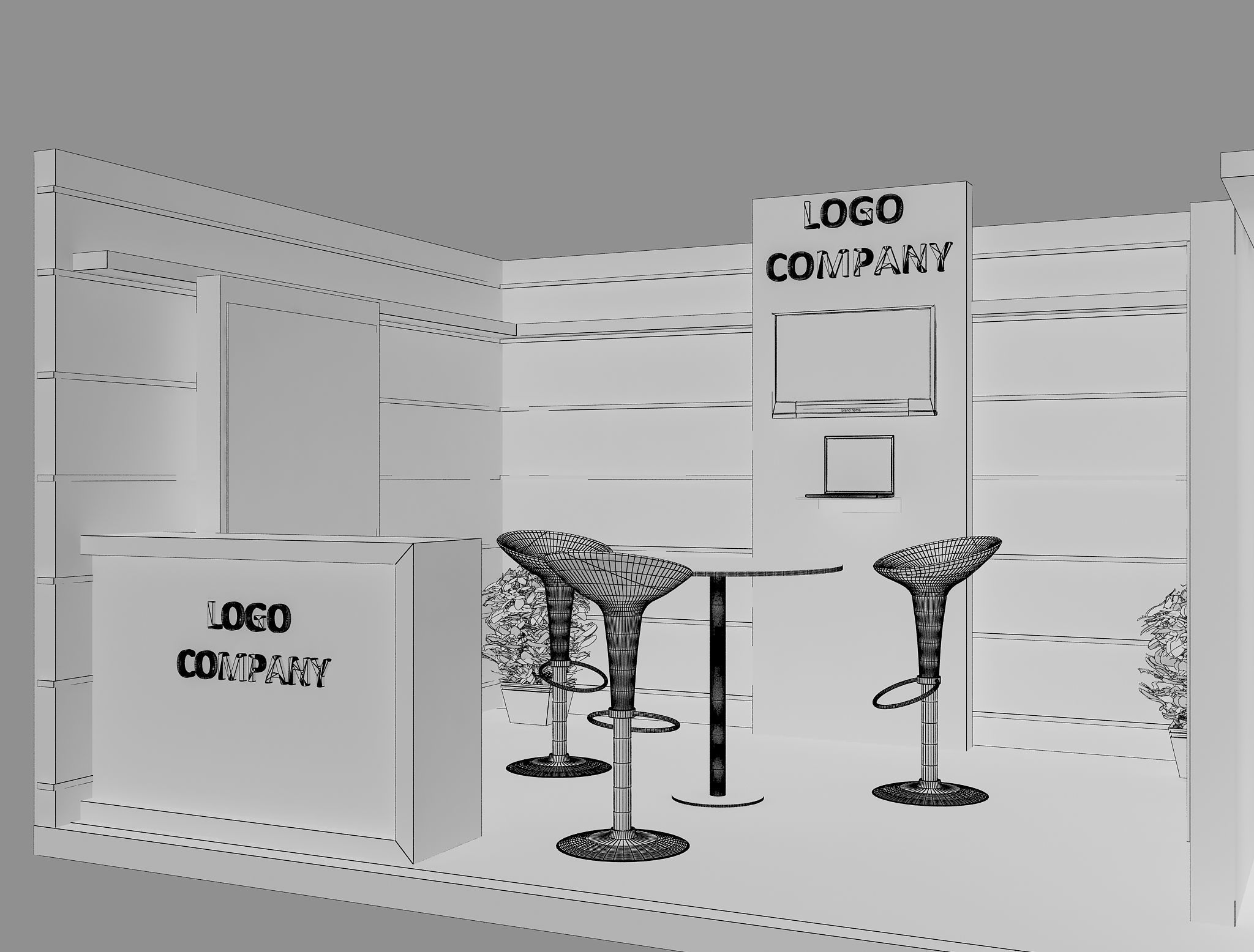 Booth Exhibition Stand a2 3D model_9