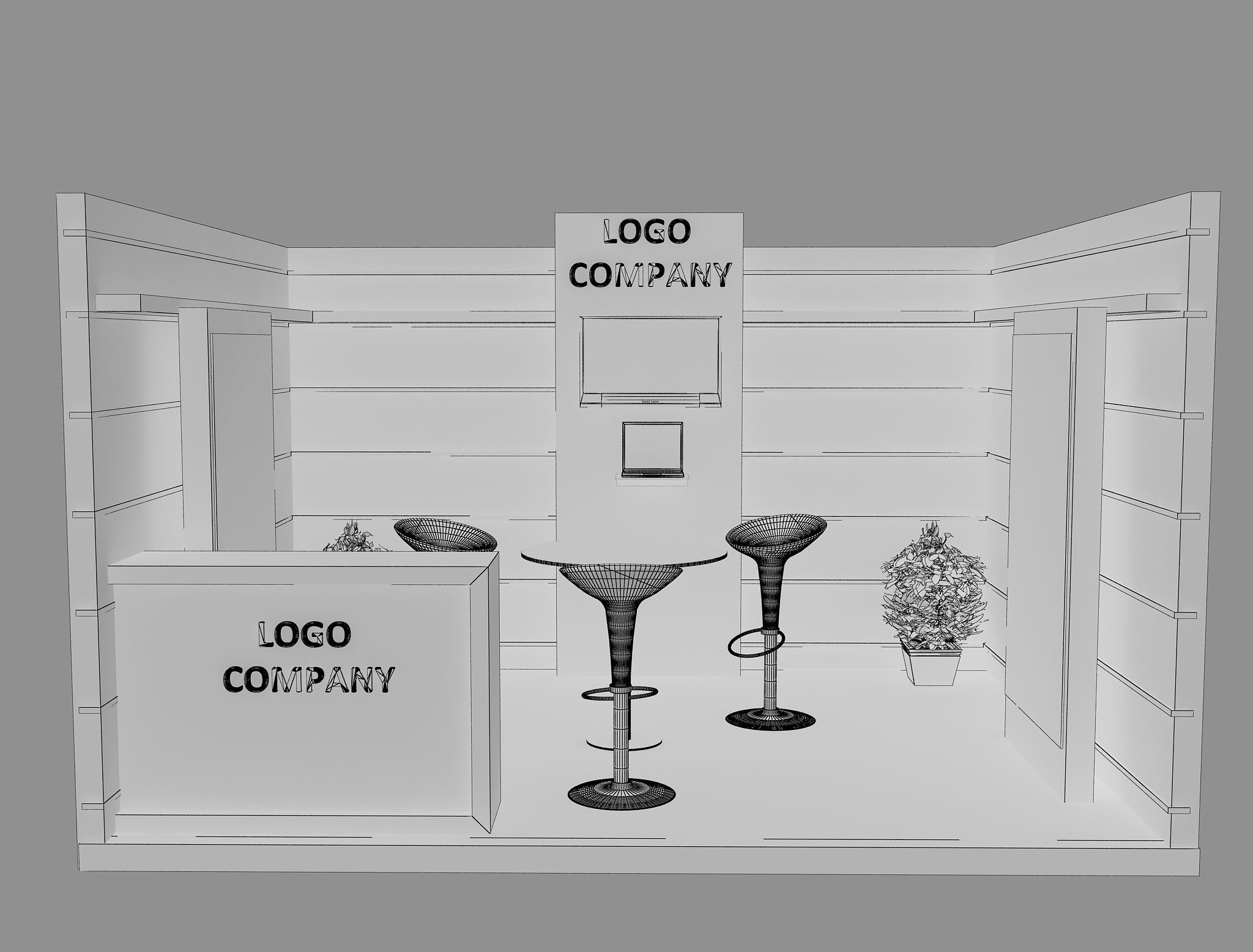 Booth Exhibition Stand a2 3D model_3