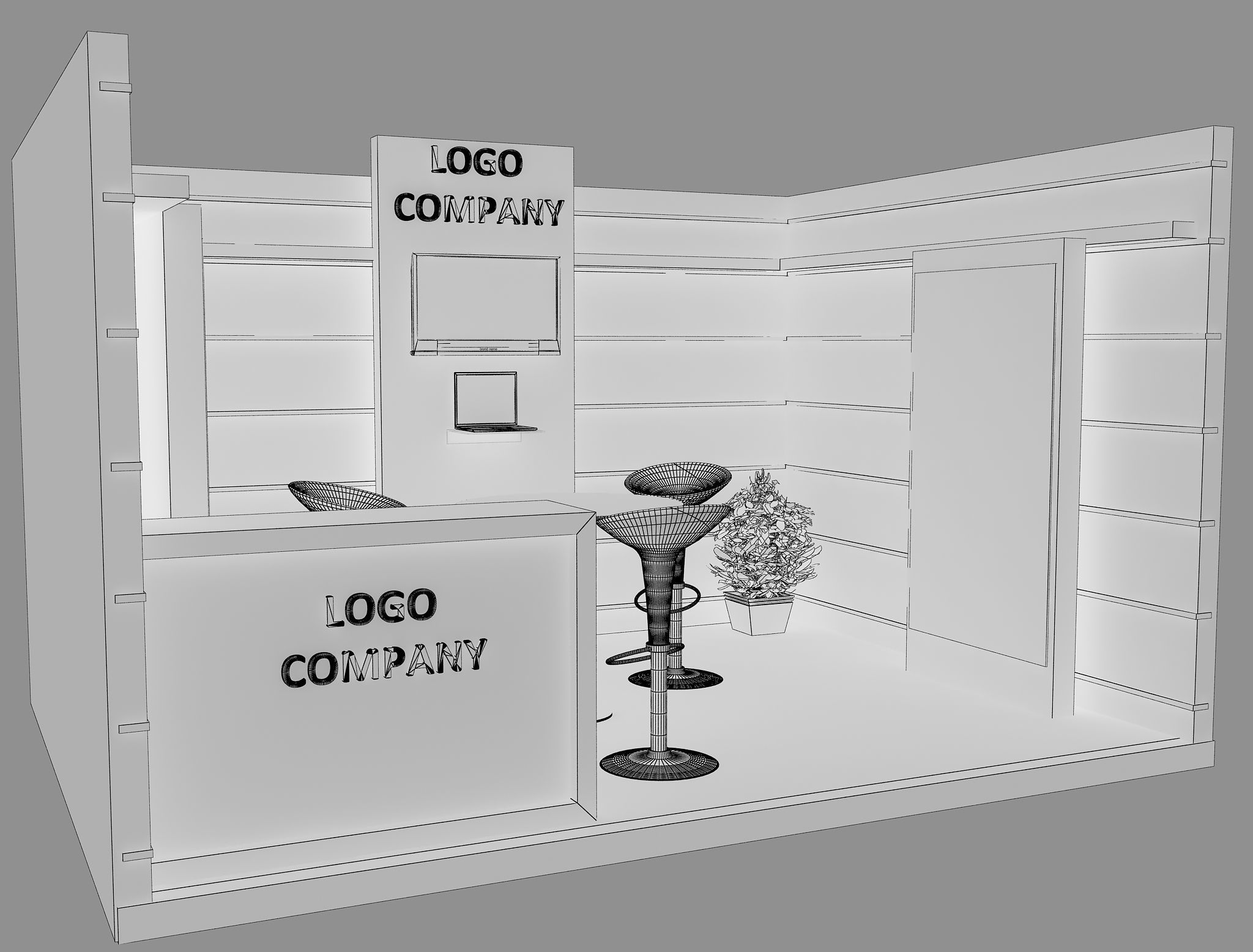 Booth Exhibition Stand a2 3D model_1