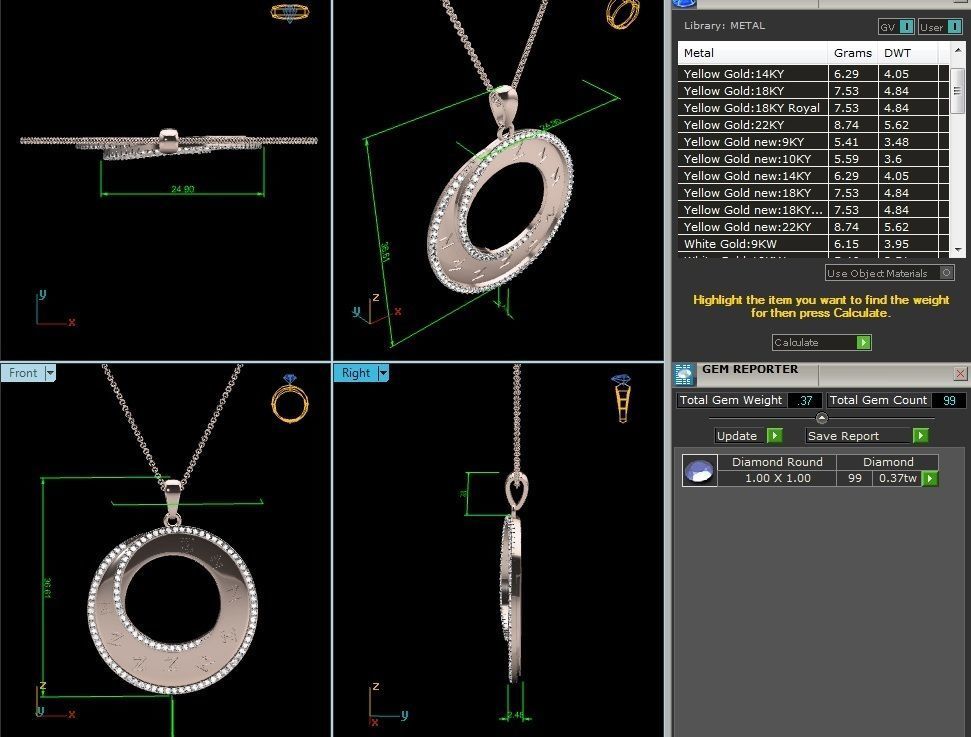 Solitaire Pendant 3DM STL OBJ FBX Renders Details 3D print model_6