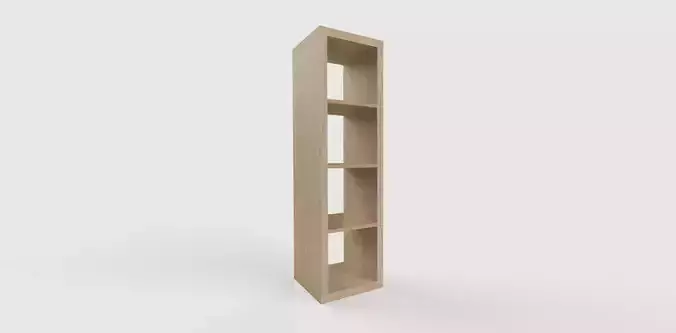 IKEA KALLAX 1x4 Shelf Unit Walnut Effect Light Grey 3D model