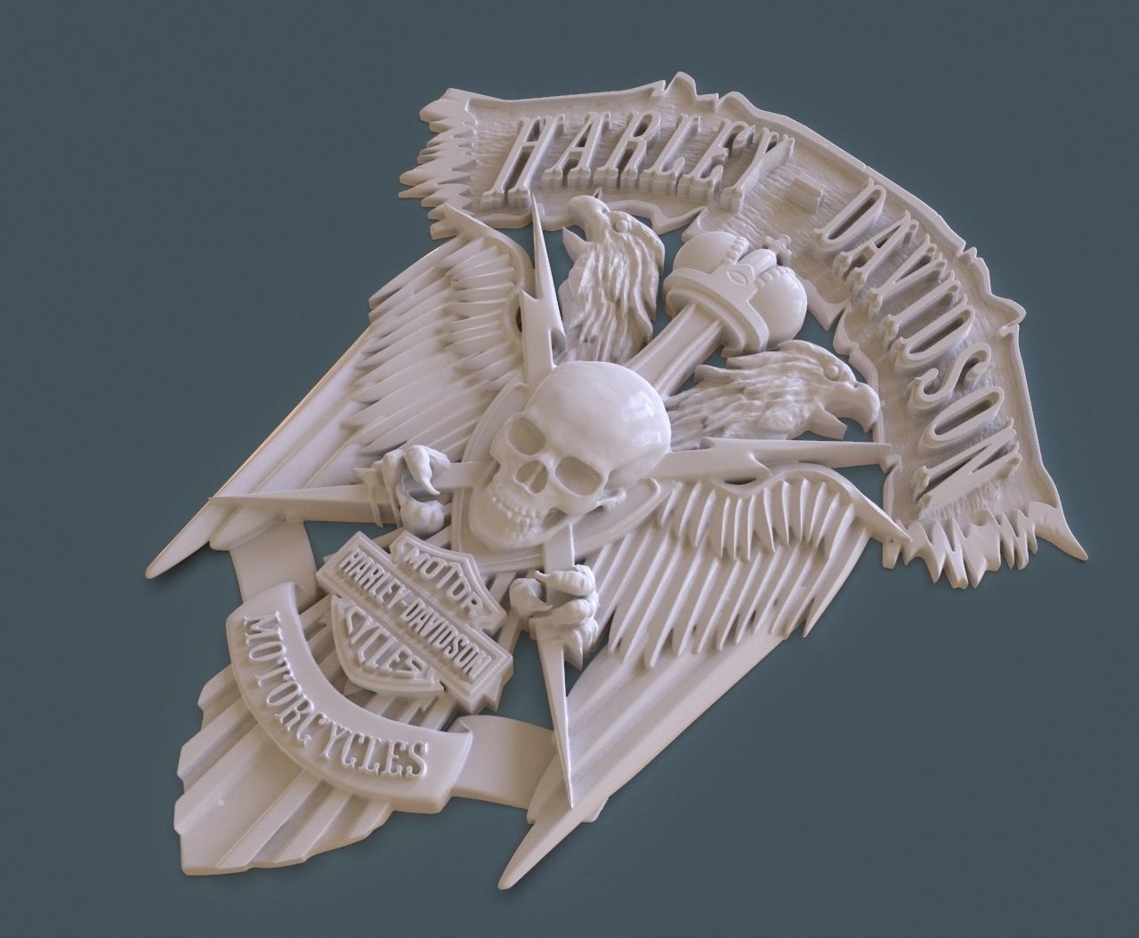 BAS-RELIEF HARLEY-DAVIDSON 3D print model_6