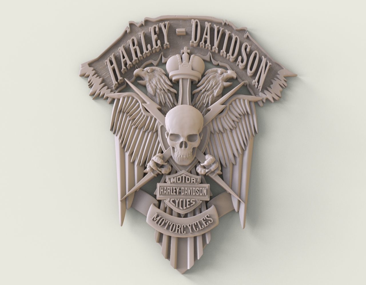 BAS-RELIEF HARLEY-DAVIDSON 3D print model_5