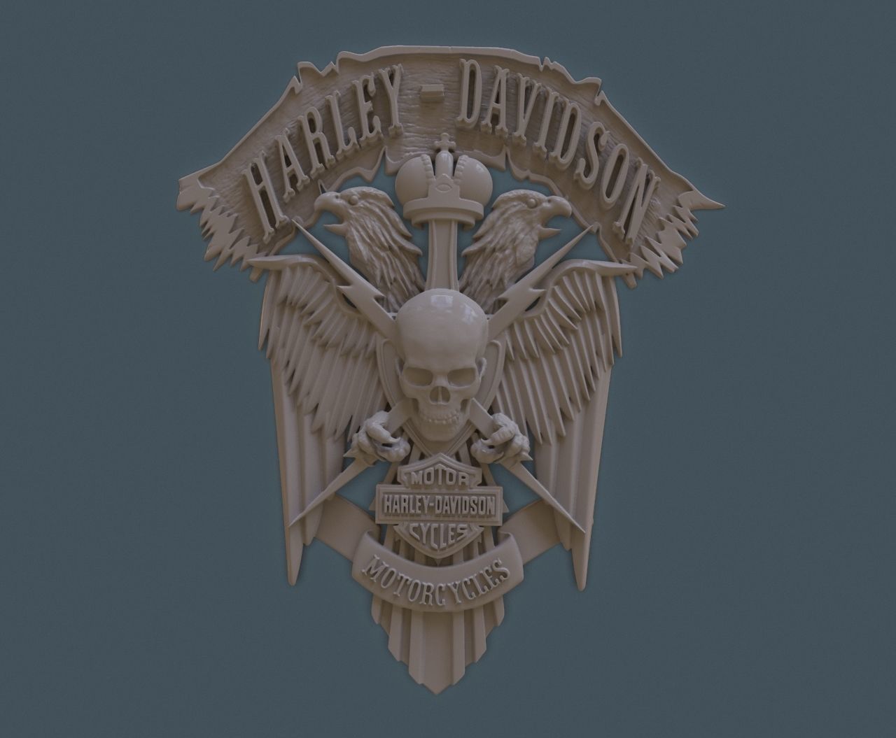 BAS-RELIEF HARLEY-DAVIDSON 3D print model_4