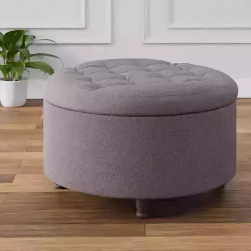 Upholstered round ottoman tufted stool 3D model