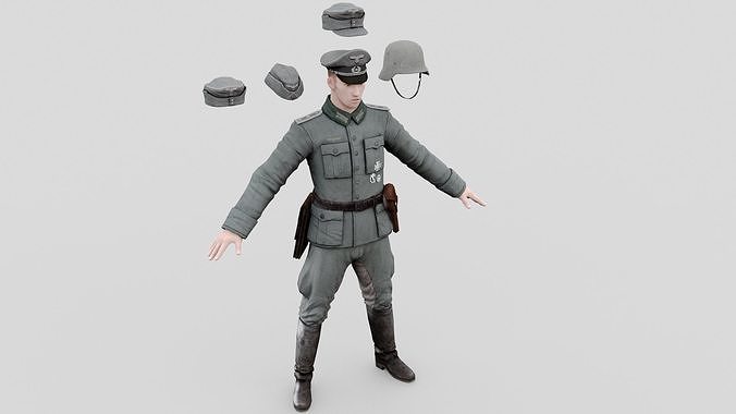 German soldiers officer Low-poly 3D model