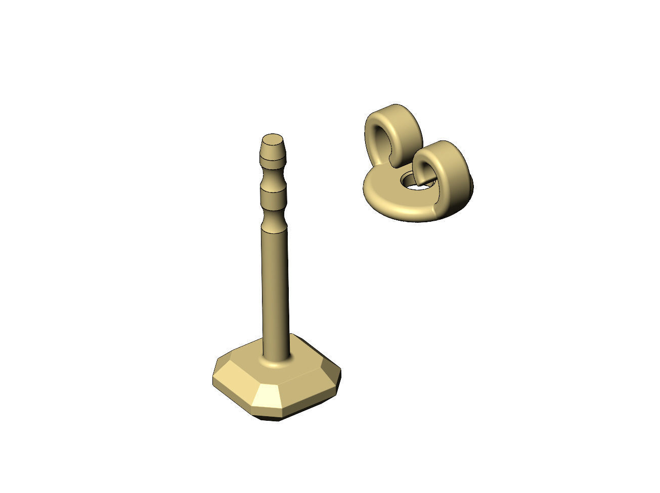 Square faceted stud earring 3D print model_9