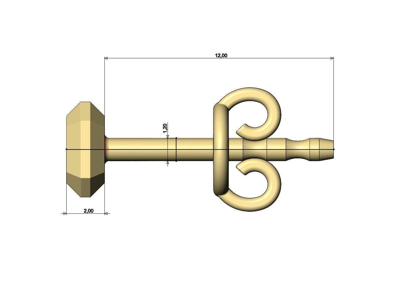 Square faceted stud earring 3D print model_6