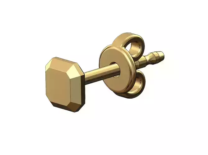 Square faceted stud earring