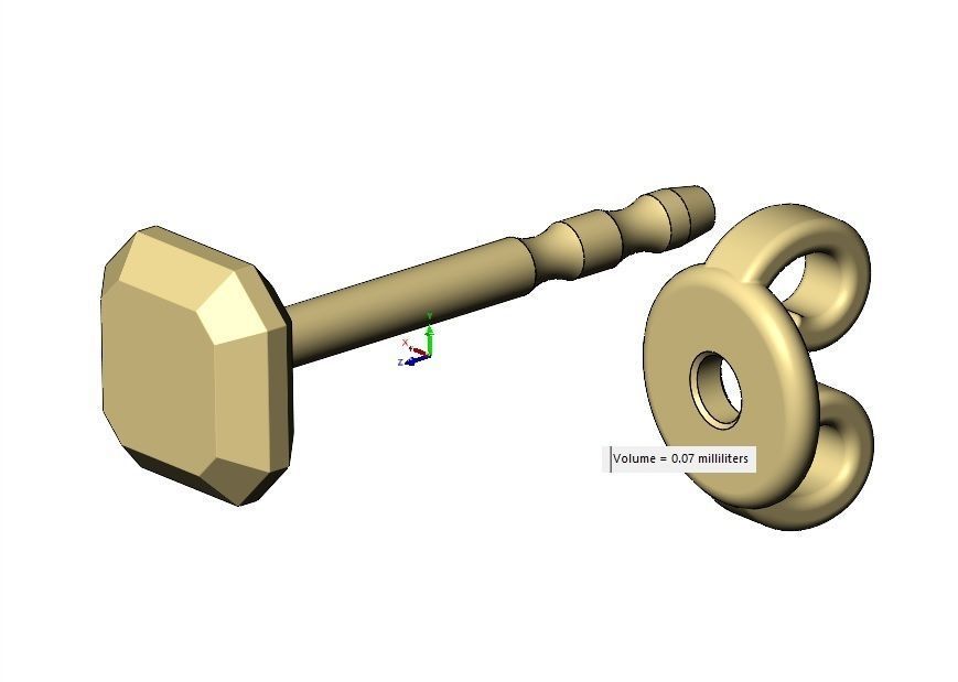 Square faceted stud earring 3D print model_10