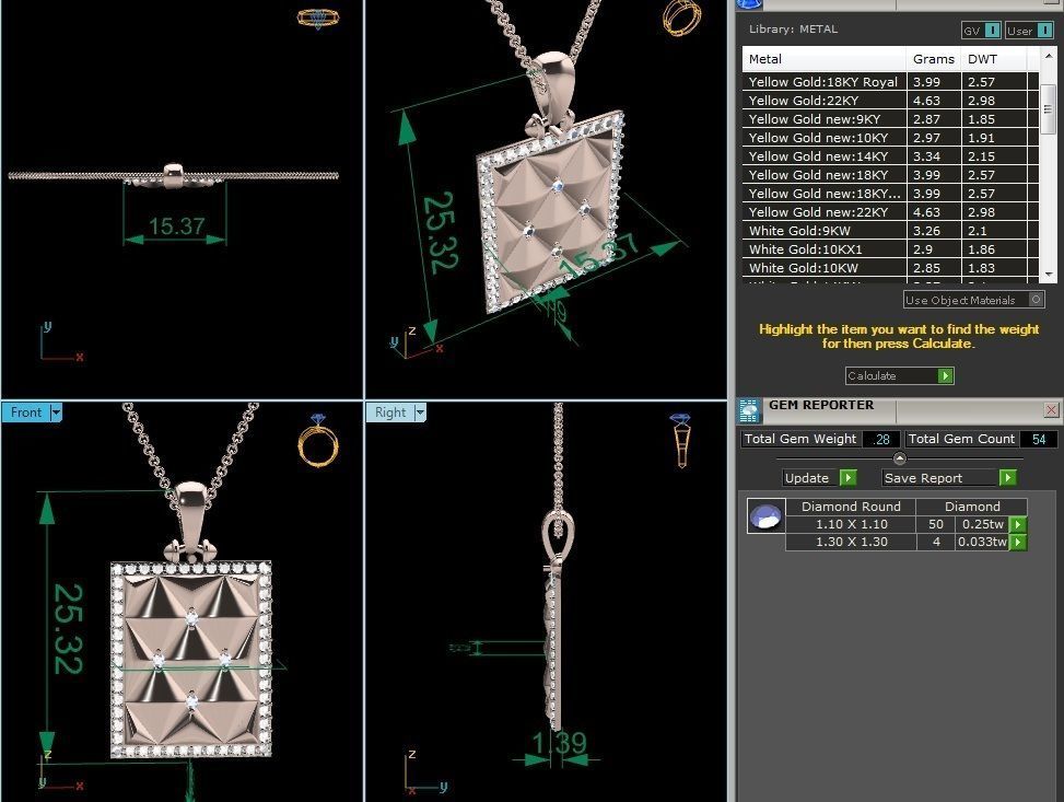 Solitaire Pendant 3DM STL OBJ FBX Renders Details 3D print model_6