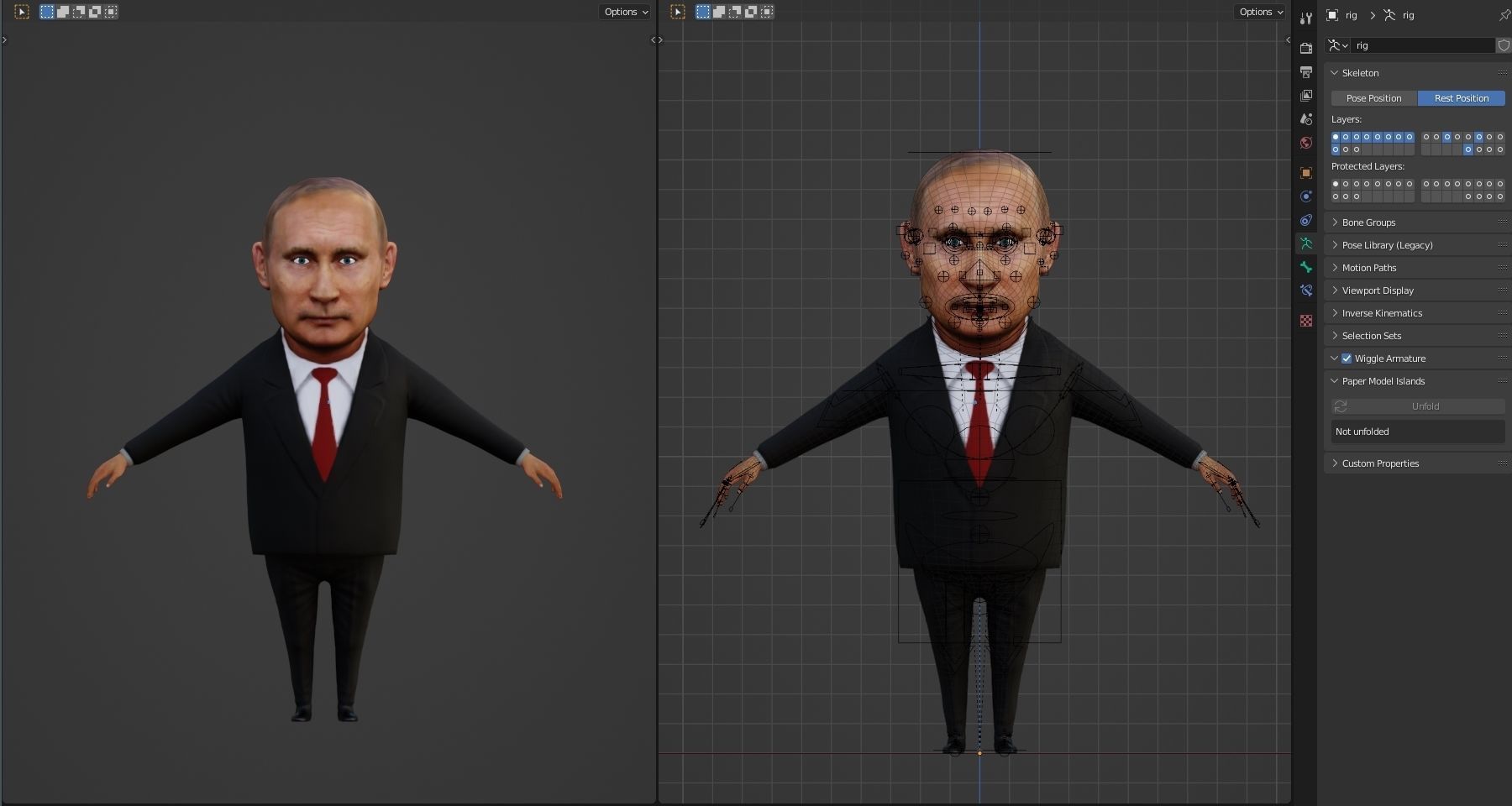 Putin vladimir in suit and tie Low-poly 3D model_1