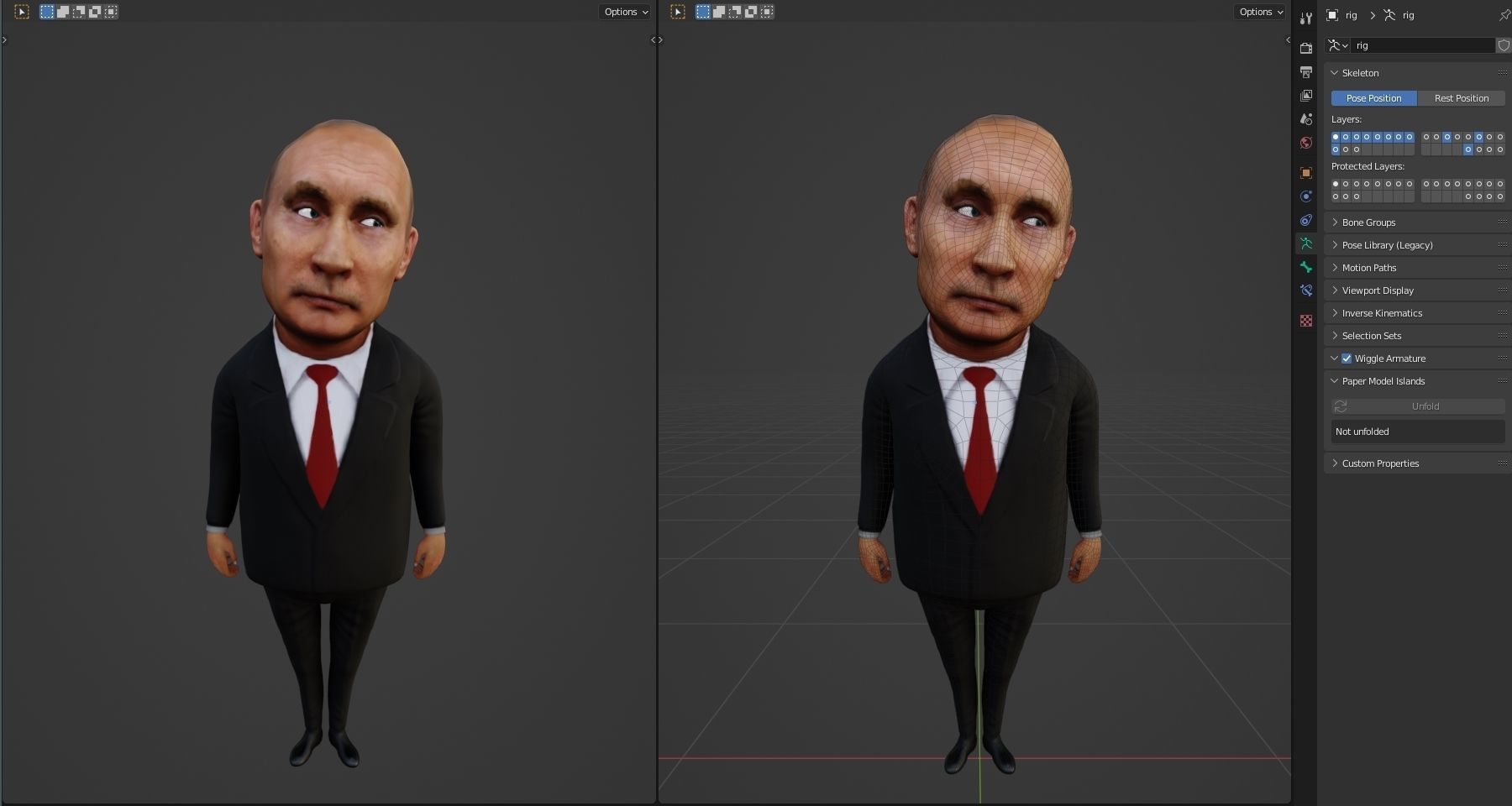 Putin vladimir in suit and tie Low-poly 3D model_2