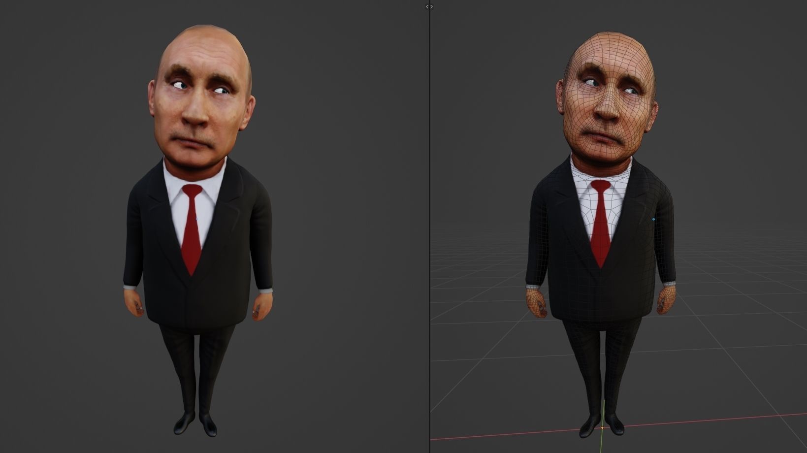 Putin vladimir in suit and tie Low-poly 3D model_9