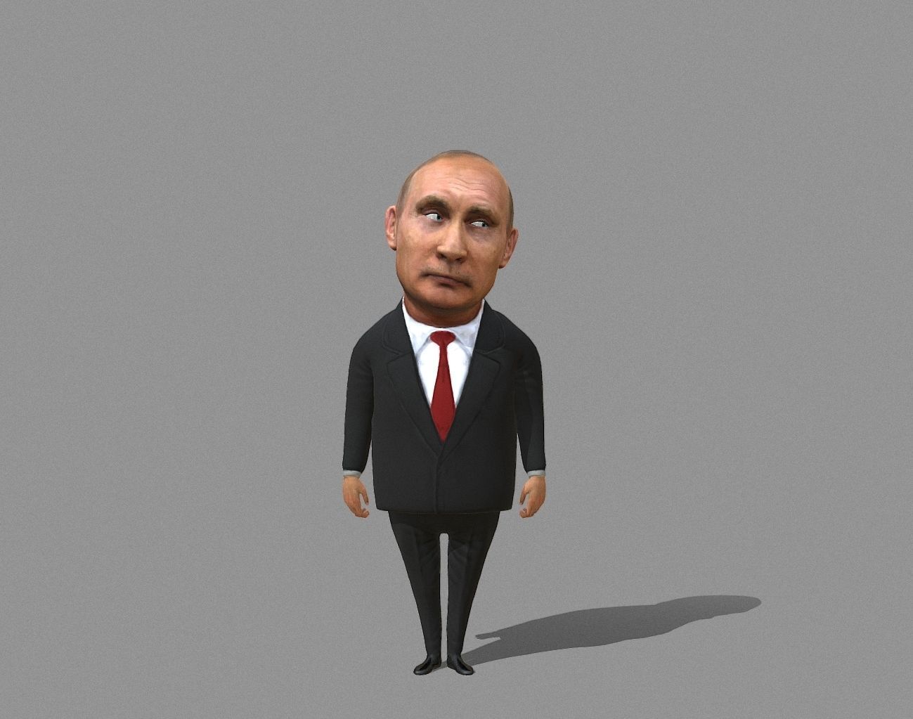 Putin vladimir in suit and tie Low-poly 3D model_3