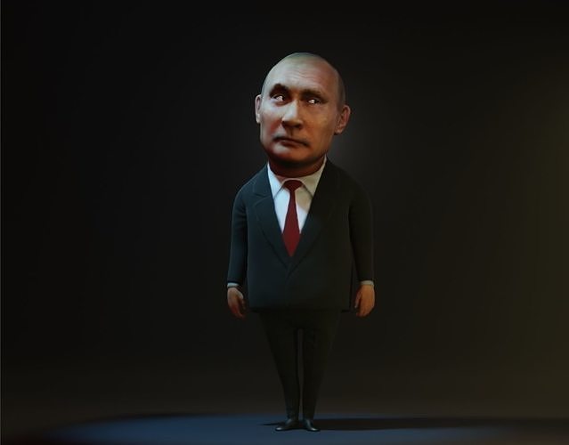 Putin vladimir in suit and tie Low-poly 3D model