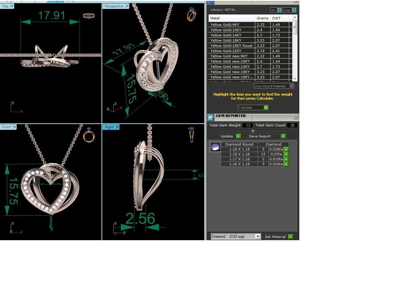 Solitaire Heart Pendant 3DM STL OBJ FBX Renders Details 3D print model_6