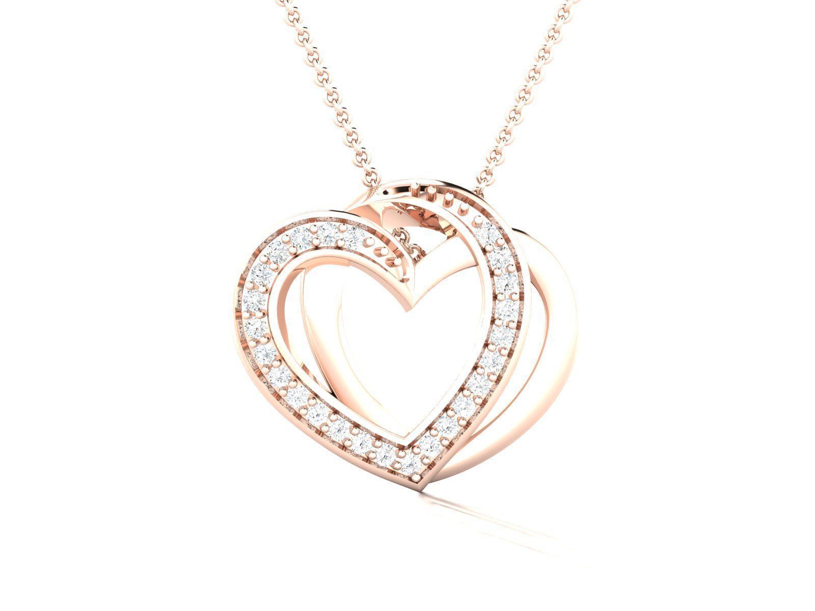 Solitaire Heart Pendant 3DM STL OBJ FBX Renders Details 3D print model_3