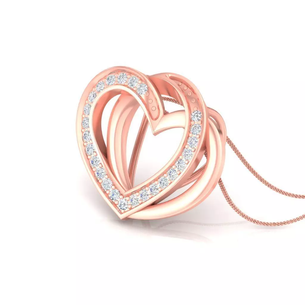 Solitaire Heart Pendant 3DM STL OBJ FBX Renders Details 3D print model_0