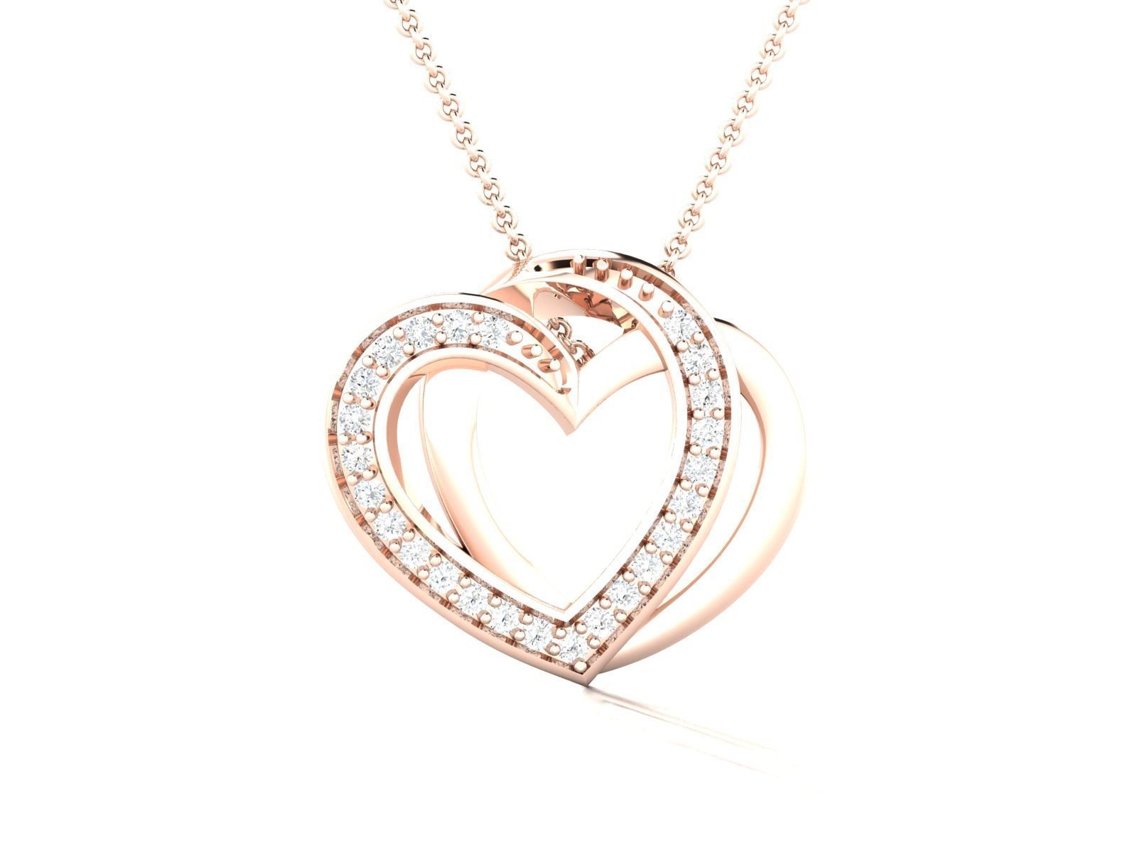 Solitaire Heart Pendant 3DM STL OBJ FBX Renders Details 3D print model_4