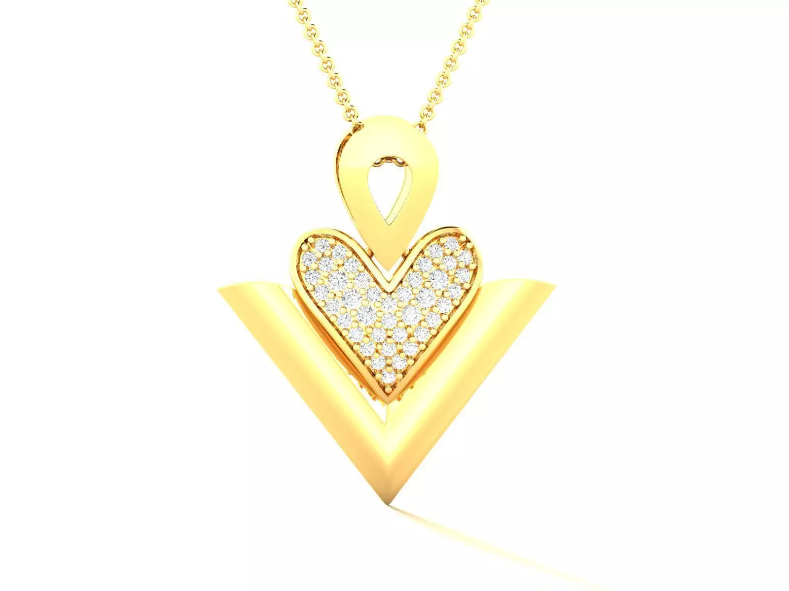 Solitaire Heart Pendant 3DM STL OBJ FBX Renders Details 3D print model_0
